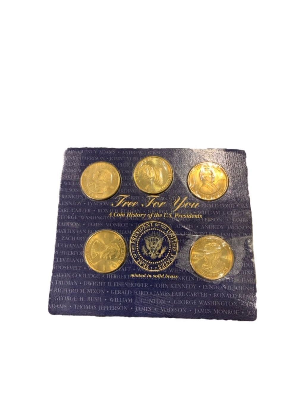 Vintage 1997 Reader's Digest Presidential Brass Medallion Display Set